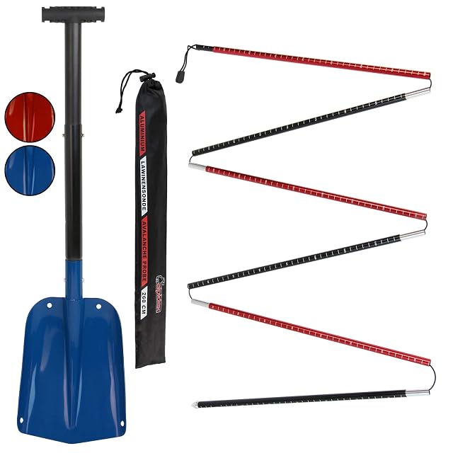 ALPIDEX avalanche set with folding aluminium shovel and blue probe