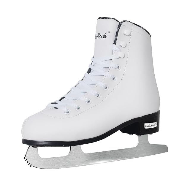 Nattork Excellence white figure skate with toe pick and stainless blade