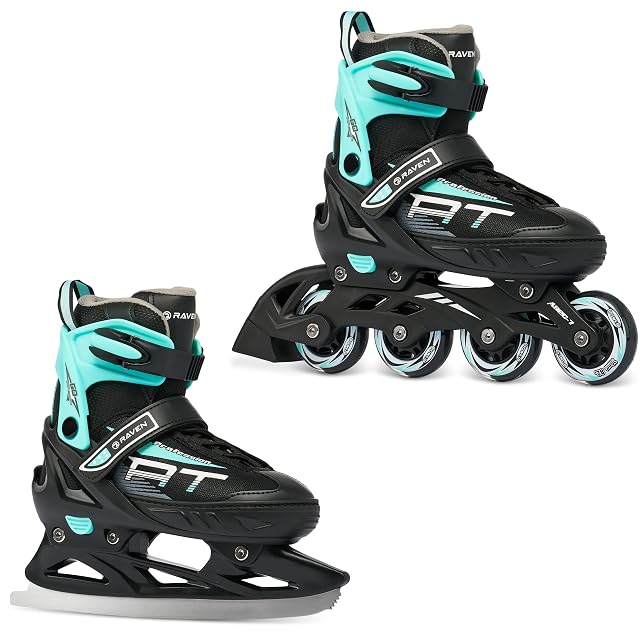 RAVEN Profession 2in1 convertible skate in black and mint with blade carrier fitted