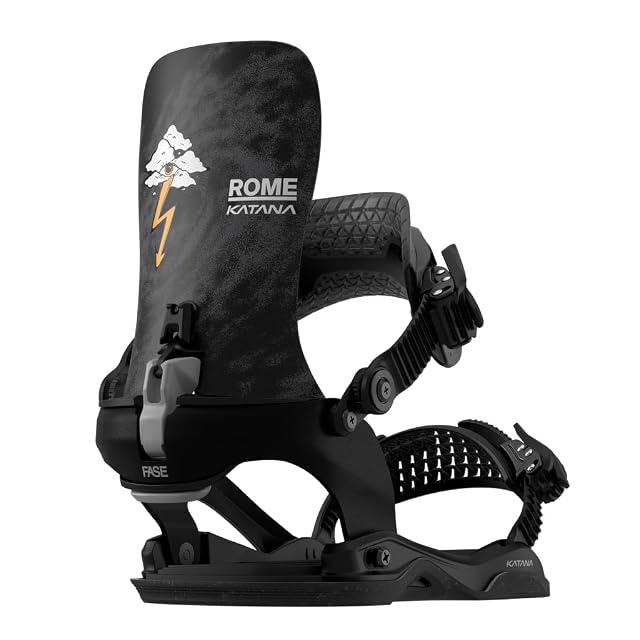 Rome Katana AW Pro FASE snowboard binding in black with forged aluminium heelcup