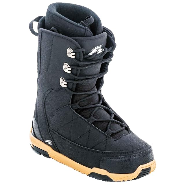 F2 Concept black snowboard soft boot with metal lace hooks